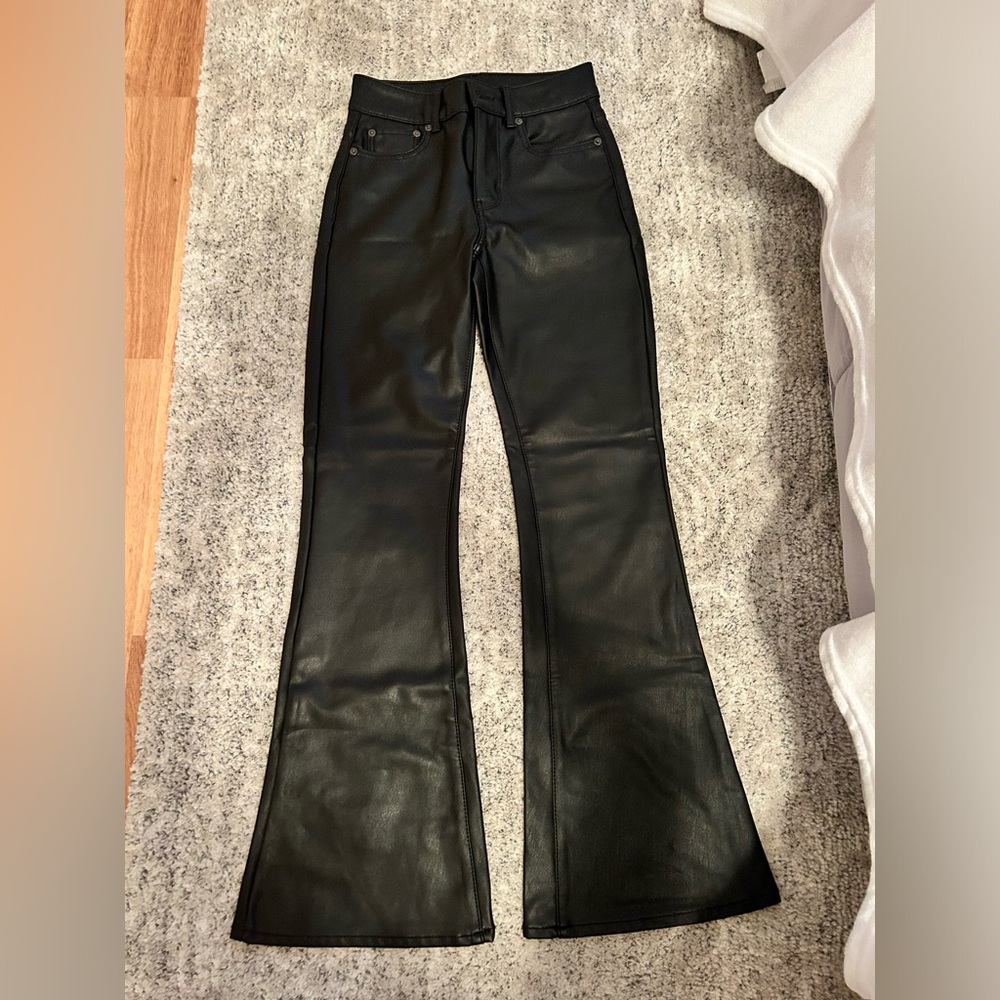 American Eagle Black Leather Flare Pants